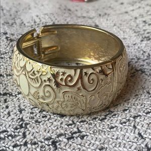 Gold and Cream Metal Cuff